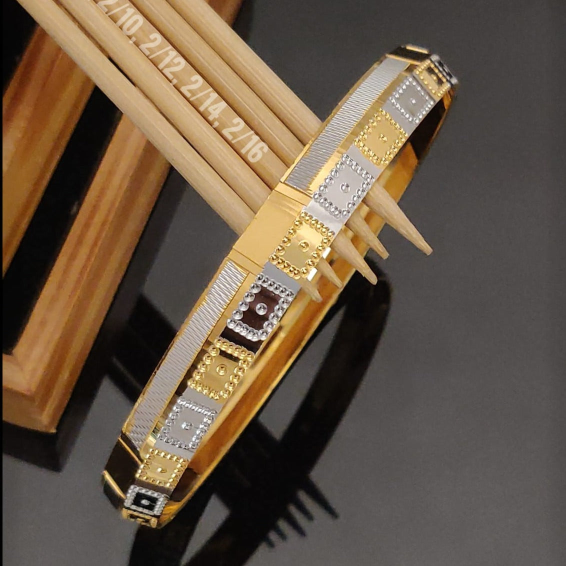 Cotton Gold Silver Kada Bracelet – Smooth Style for Men