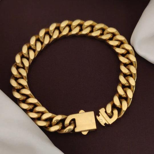 Men's Cuban Design Golden Havy Bracelet1