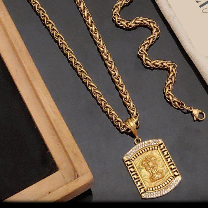 Satyameva Jayate Gold Chain Pendant Set For Men