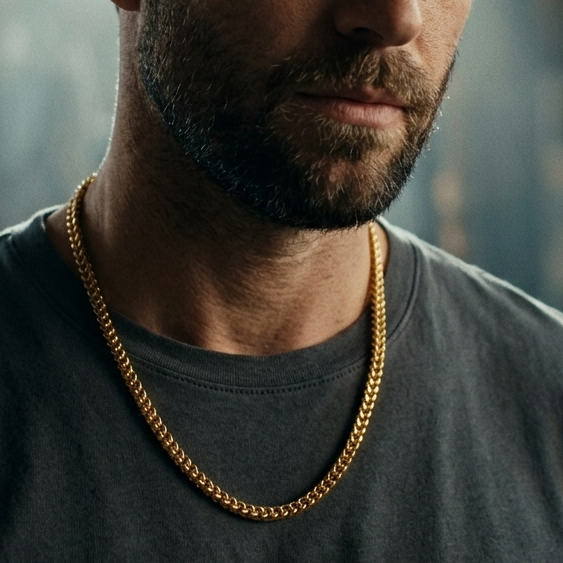 Square Link Gold Chain for Men – Sleek. Sharp. Yours.