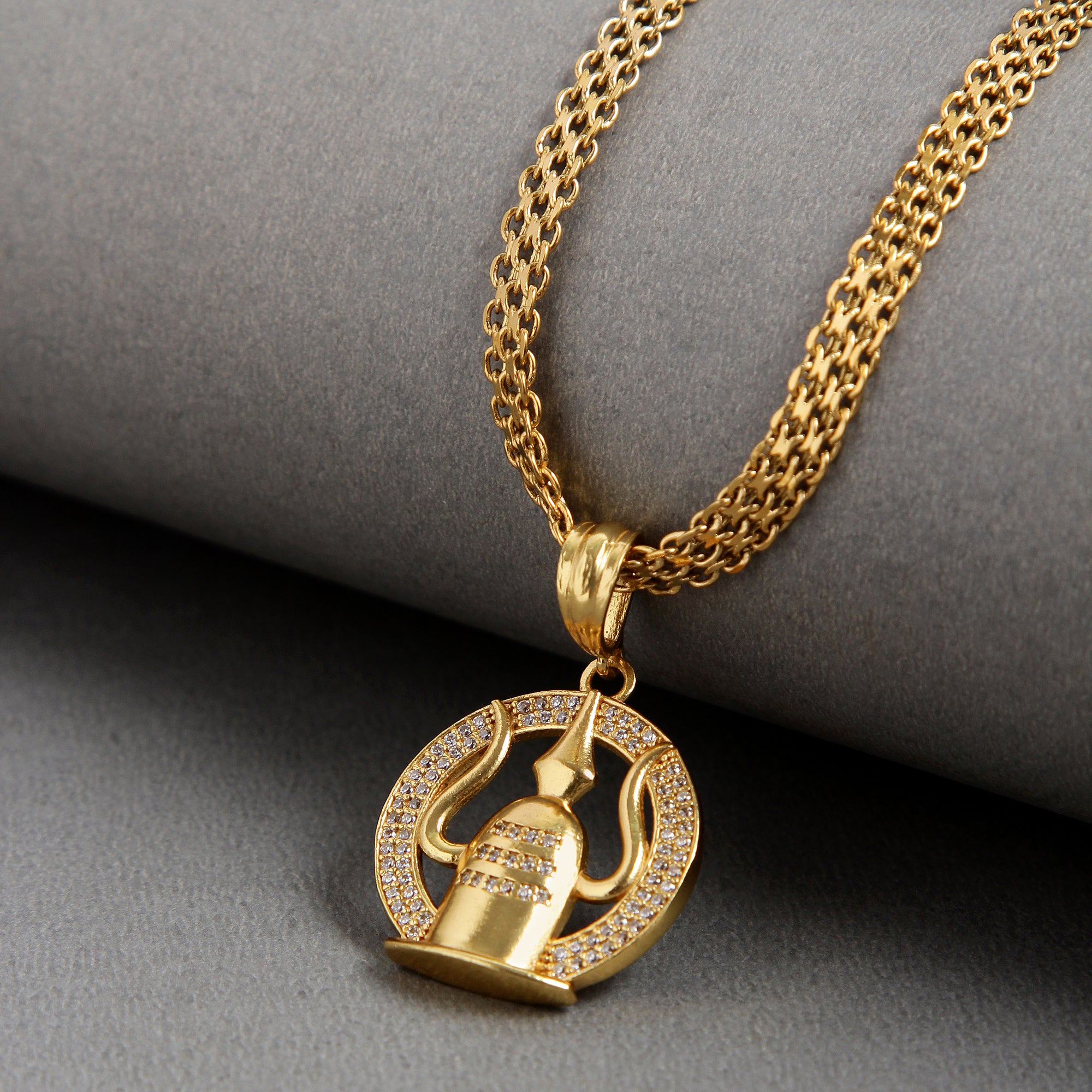 Shivling Pendant With Golden Chain