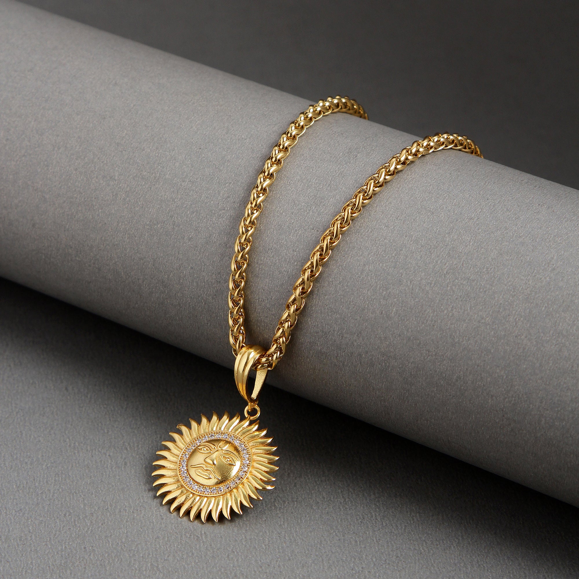 Sun Pendant With Golden Chain