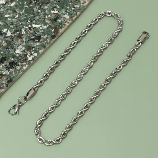 Men Silver Rope Chain