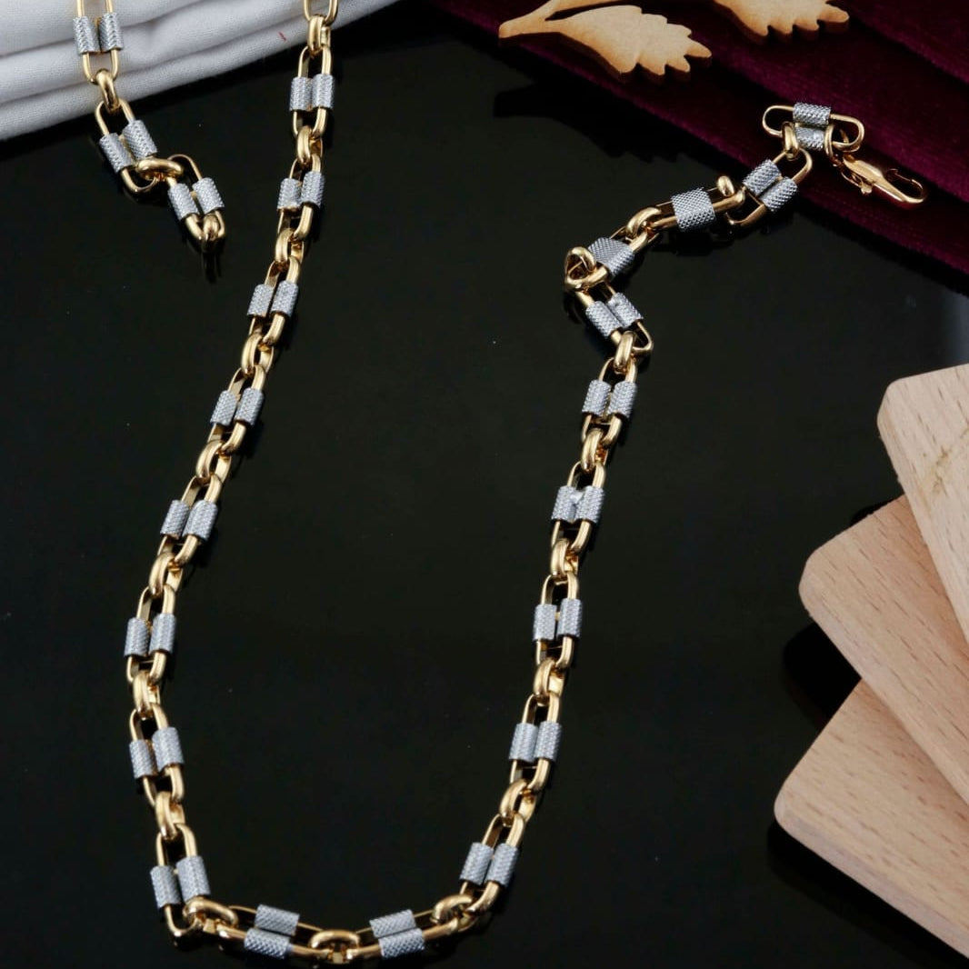 Lock Design Gold Silver Chain