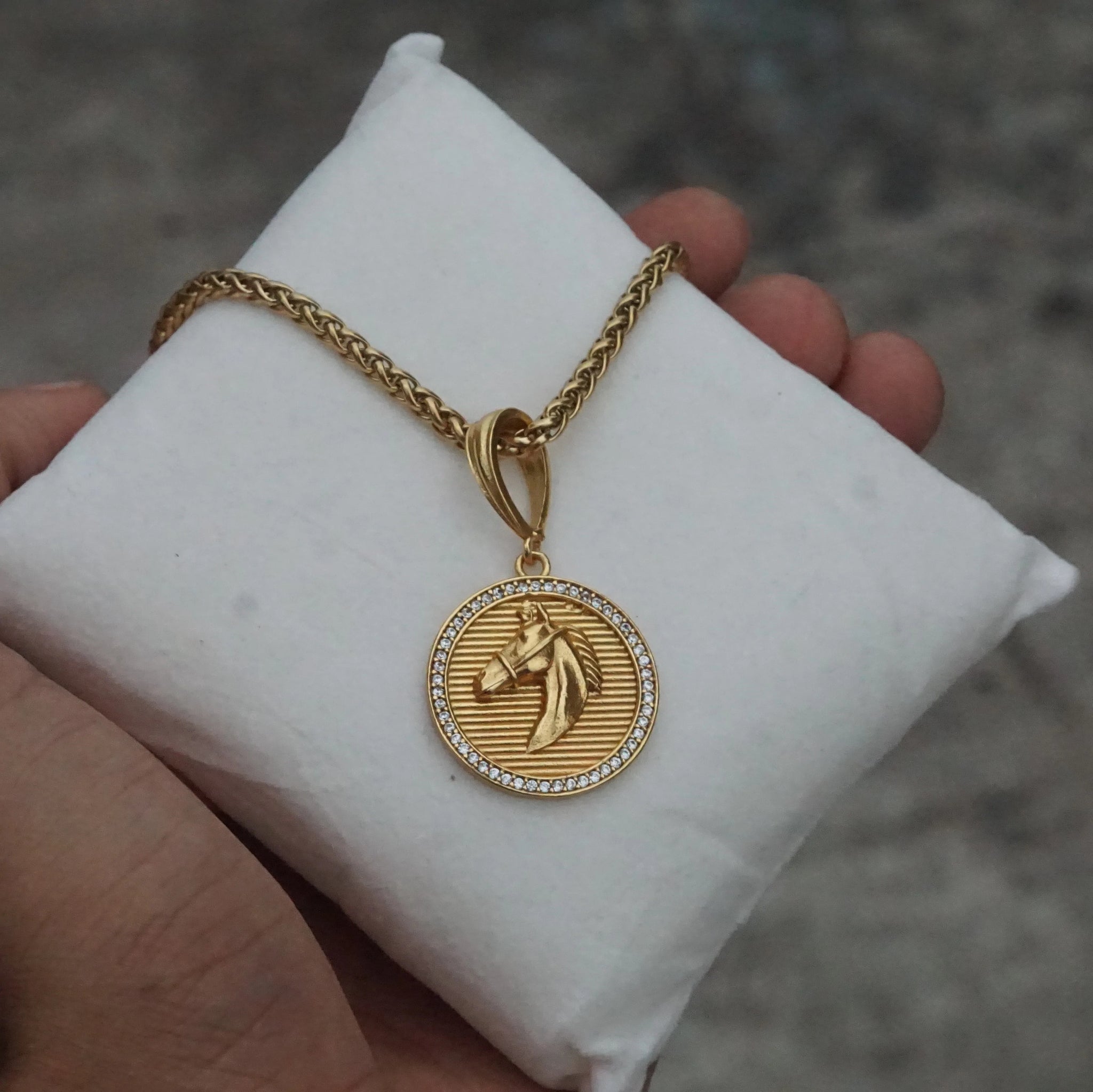 Horse Pendant With Golden Chain