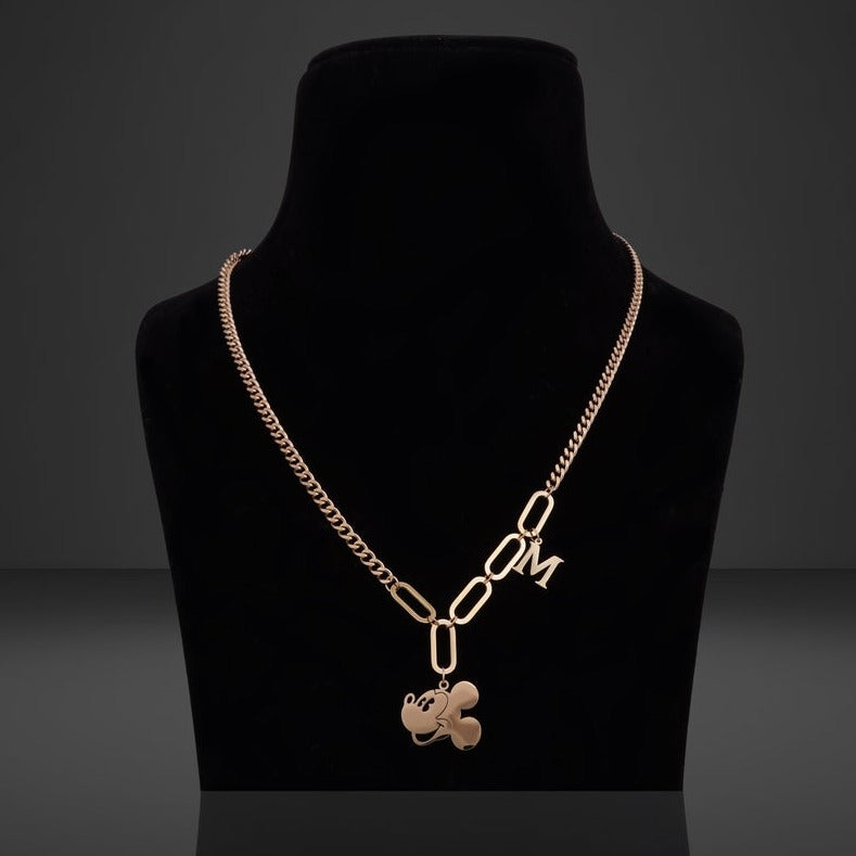 Mickey Pendant Rose Gold Necklace