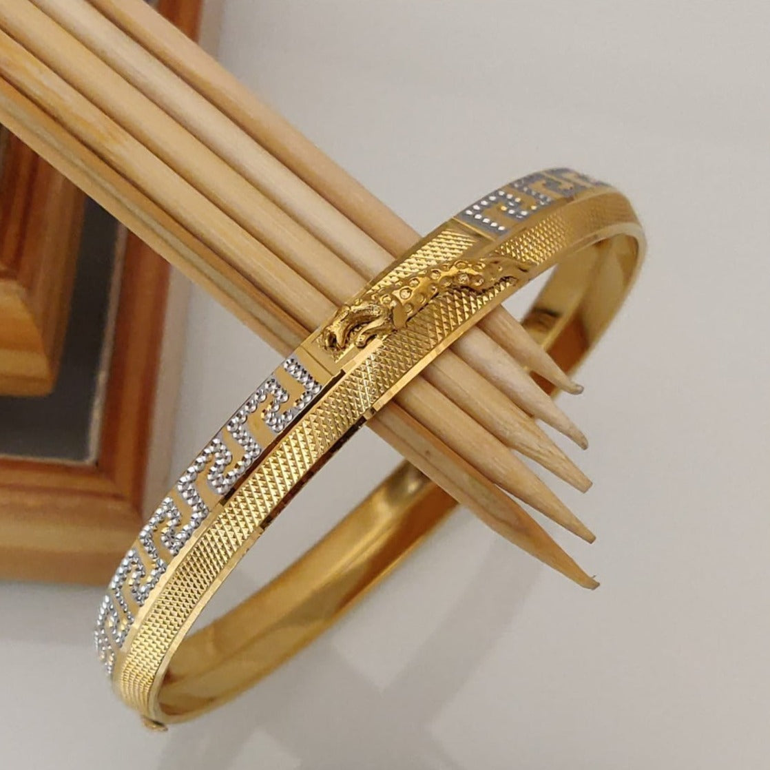 Jaguar Gold & Silver Men Kada Bracelate
