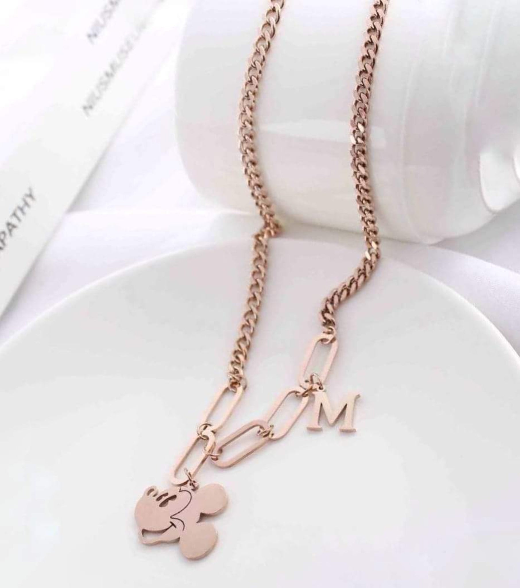 Mickey Pendant Rose Gold Necklace