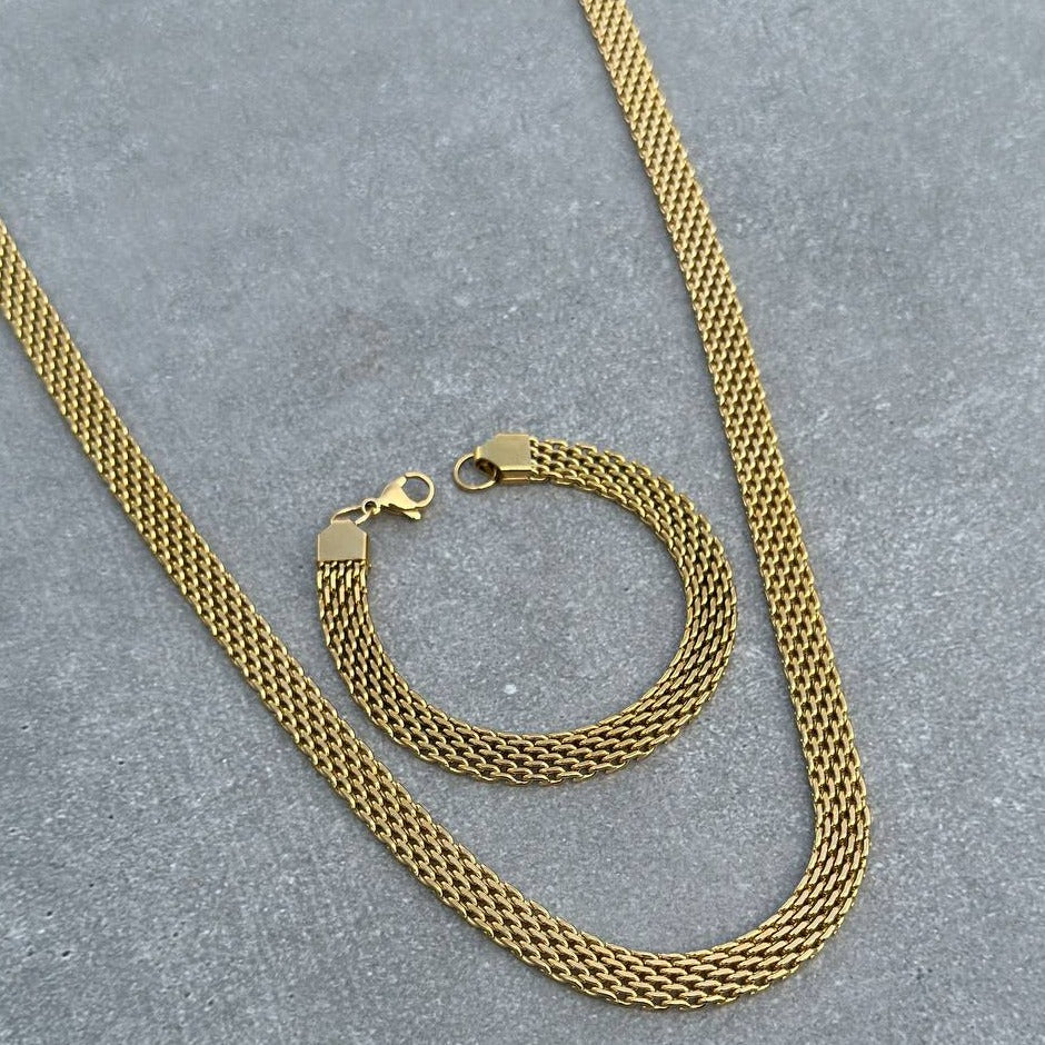 Elegant Mens Golden Chain & Bracelet Combo